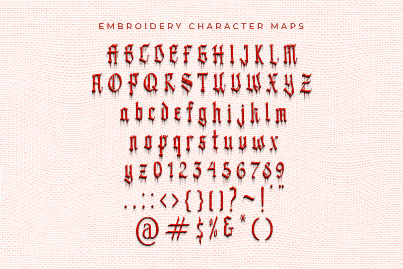 Black Blood Embroidery Horror Font