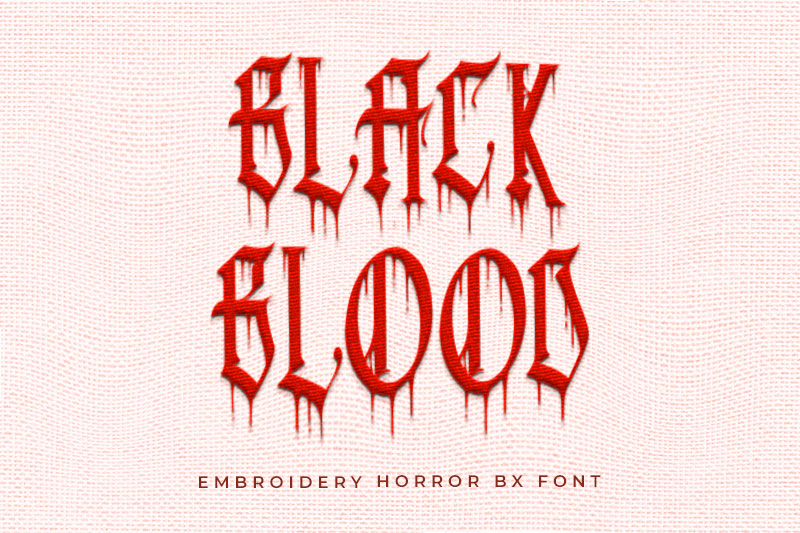 Black Blood Embroidery Horror Font