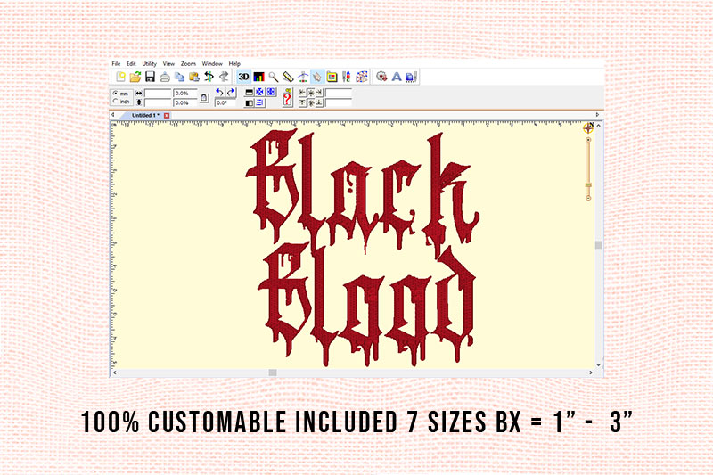 Black Blood Embroidery Horror Font