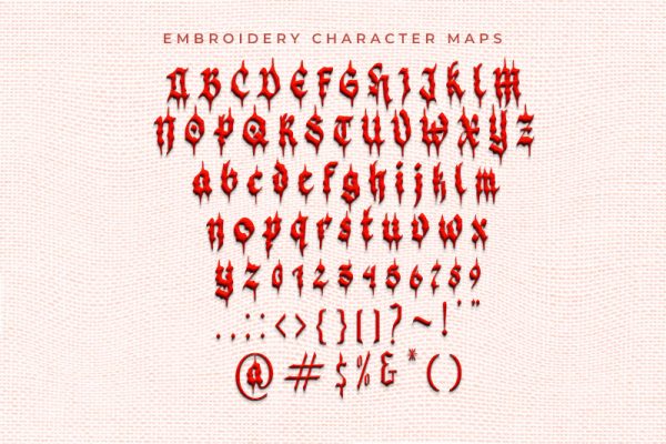 Black Demon Embroidery Horror Font