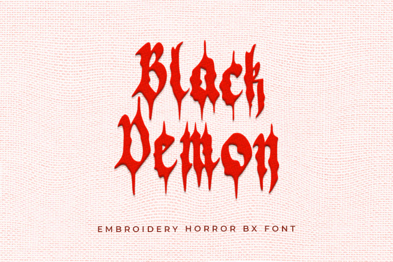 Black Demon Embroidery Horror Font