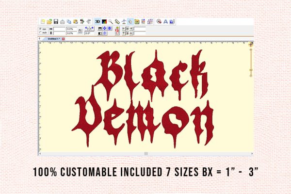 Black Demon Embroidery Horror Font