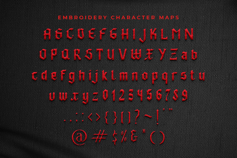 Black Gunslinger Embroidery Blackletter Font