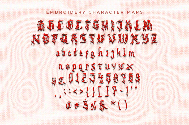 Black Hunter Embroidery Horror Font