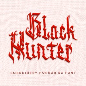 Black Hunter Embroidery Horror Font