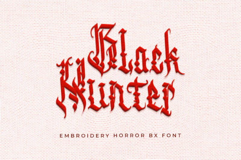 Black Hunter Embroidery Horror Font