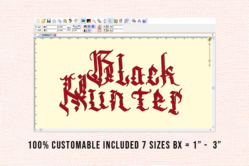 Black Hunter Embroidery Horror Font