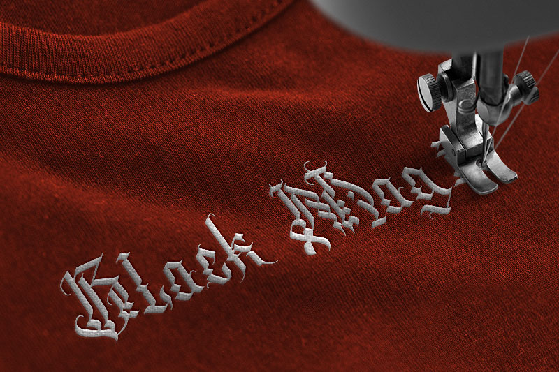 Black Hunter Embroidery Horror Font