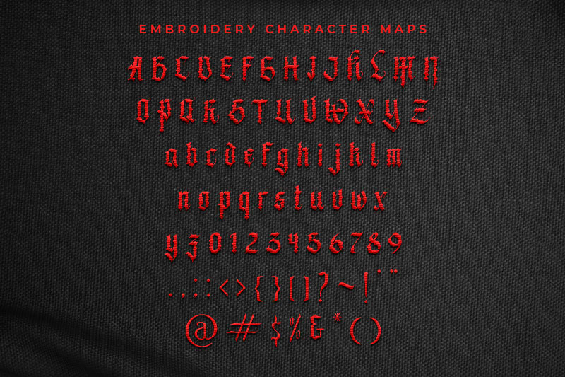 Black Metal Embroidery Blackletter Font