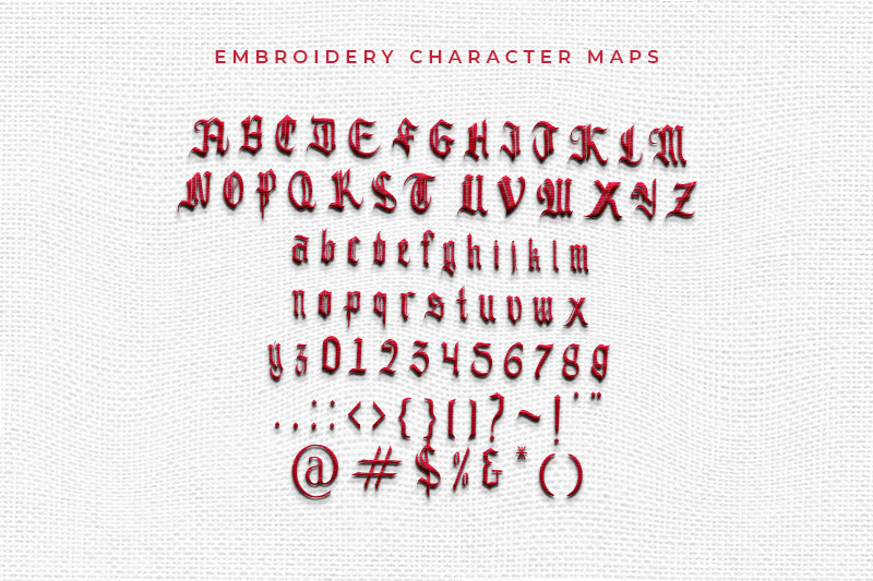 Black Shadow Embroidery Blackletter Font