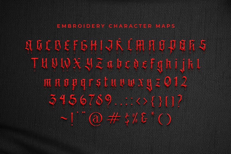 Black Spider Embroidery Blackletter Font