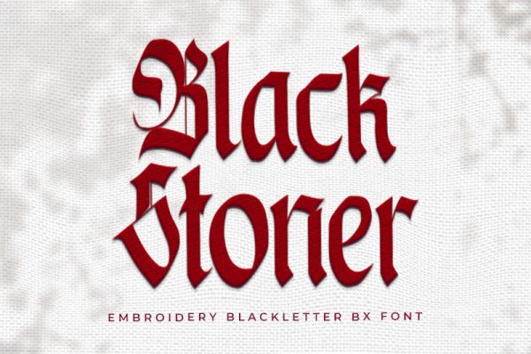 Black Stoner Embroidery Blackletter Font