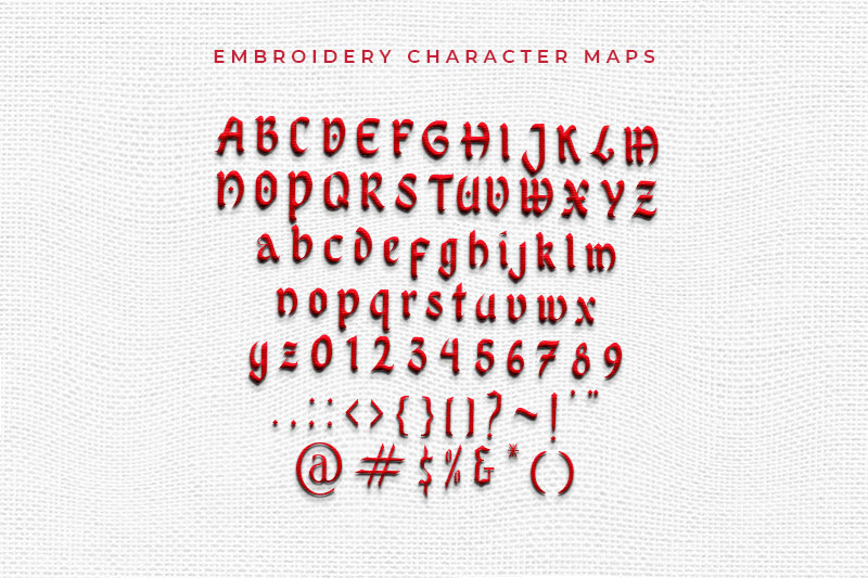 Black white Embroidery Blackletter Font