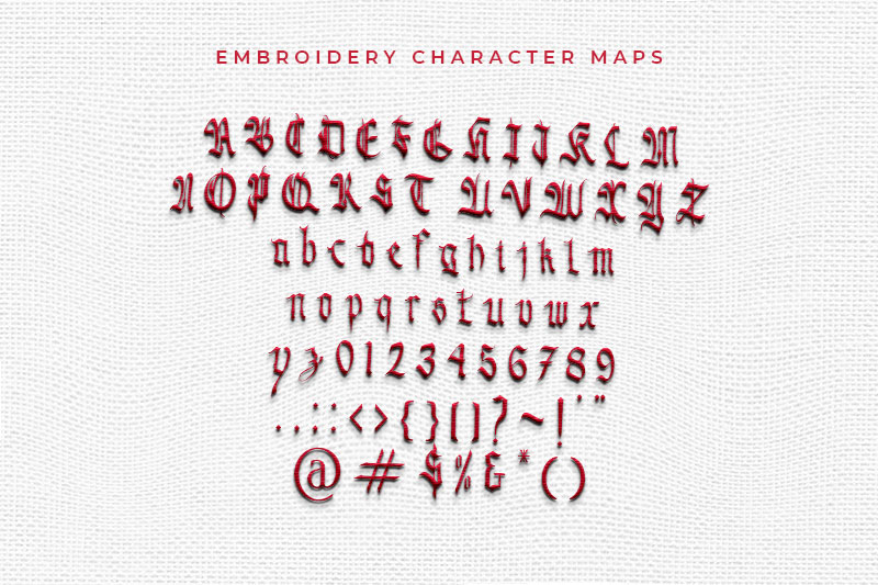 Black Blade Embroidery Blackletter Font