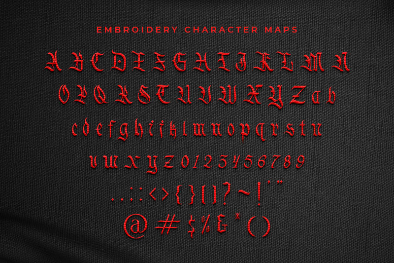 Blacksmoke Embroidery Blackletter Font