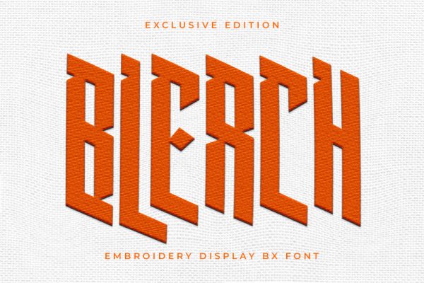 Bleach Embroidery Display Font