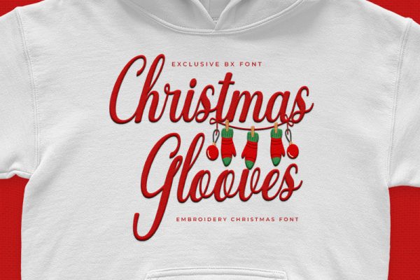 Christmas Glooves Embroidery Script Font