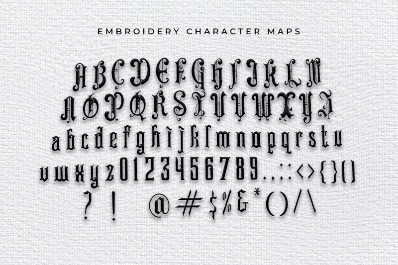 Dark Power Embroidery Blackletter Font