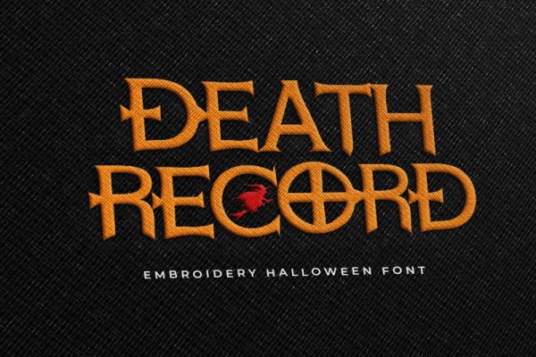 Death Record Embroidery Halloween Font