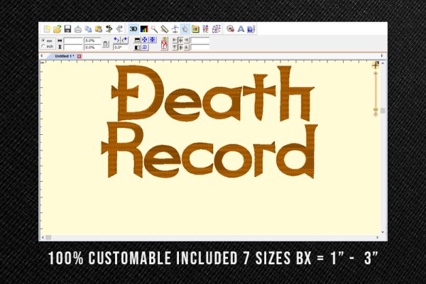 Death Record Embroidery Halloween Font