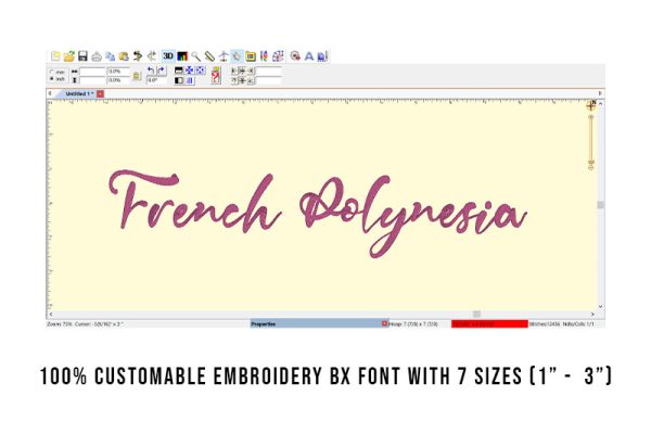 French Polynesia Embroidery Script Font