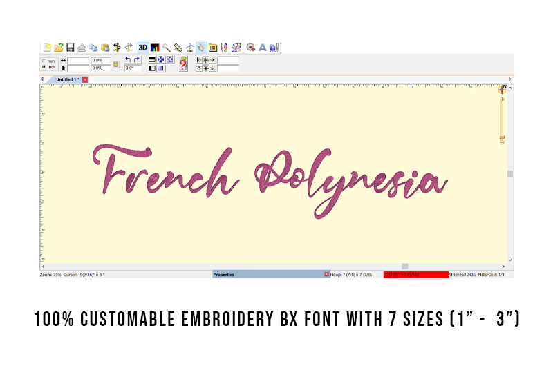 French Polynesia Embroidery Script Font