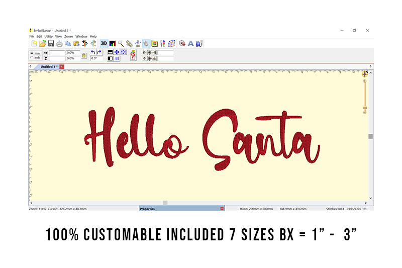 Hello Santa Embroidery Script Font
