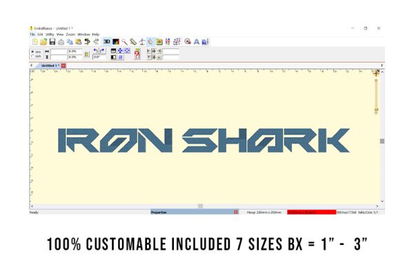 Iron Shark Embroidery Futuristic Font