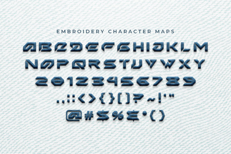 Iron Shark Embroidery Futuristic Font