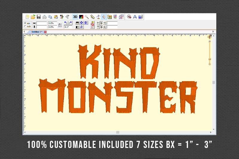 Kind Monster Embroidery Halloween Font