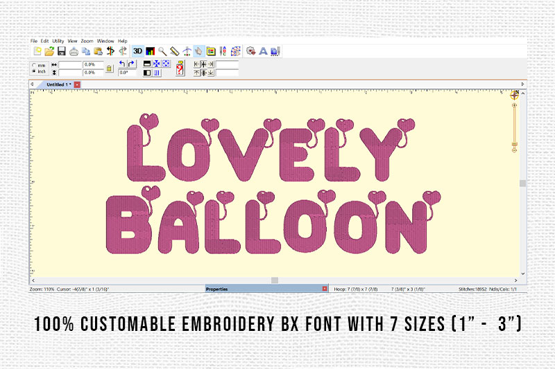 Lovely Balloon Embroidery Kids Font