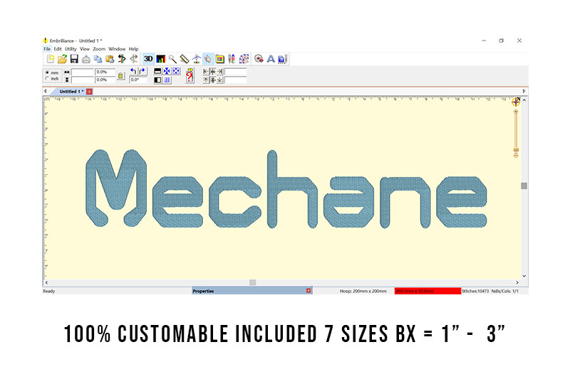 Mechane Embroidery Futuristic Font