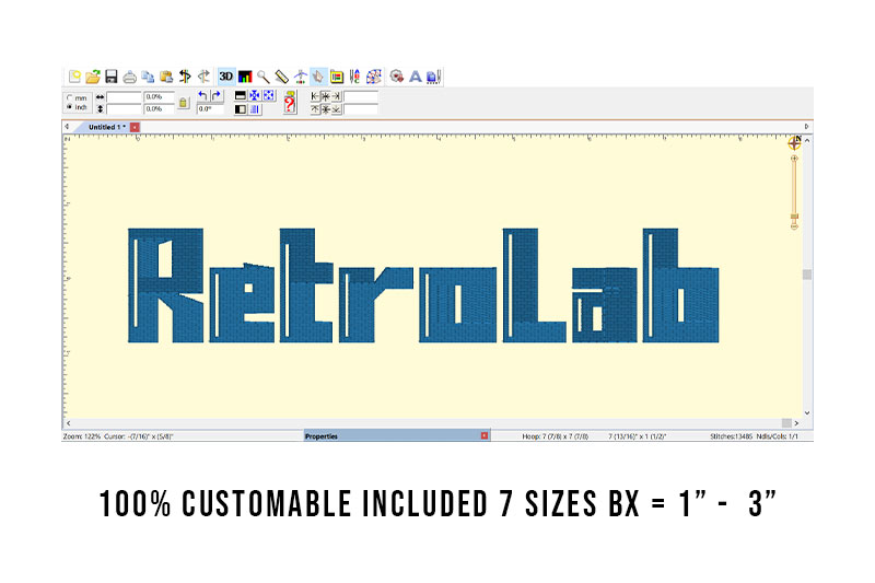Retrolab Embroidery Futuristic Font