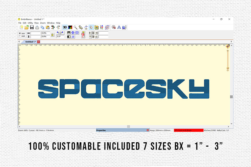 Spacesky Embroidery Futuristic Font