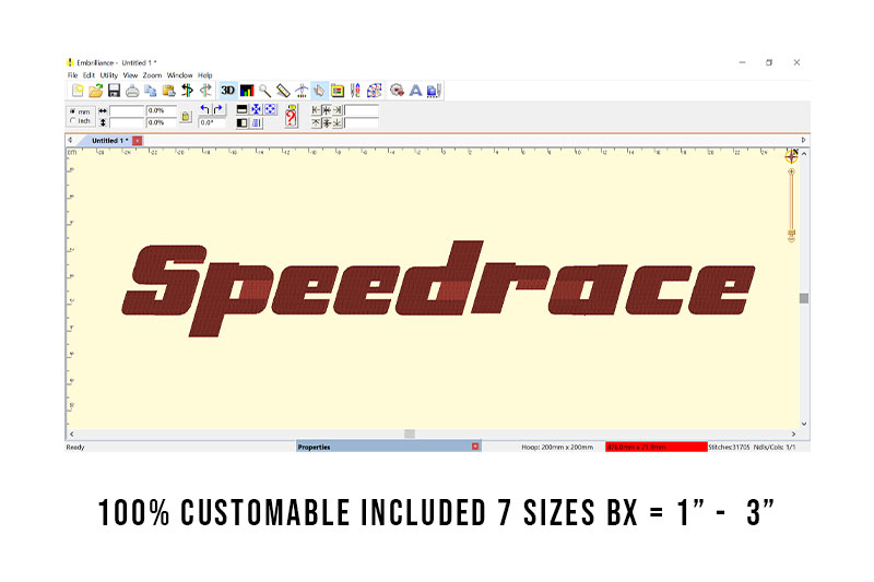 Speedrace Embroidery Sport Font