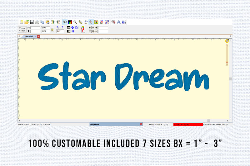 Star Dream Embroidery Kids Font