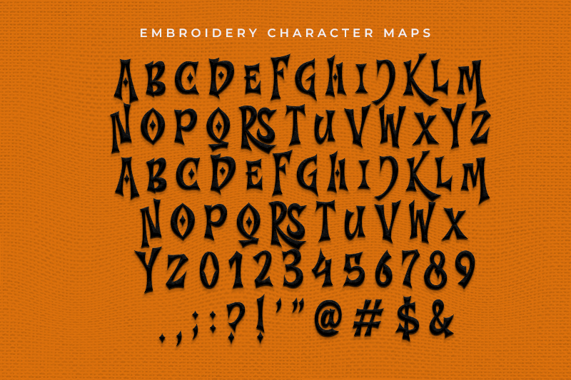 Tree Night Embroidery Halloween Font