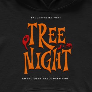 Tree Night Embroidery Halloween Font