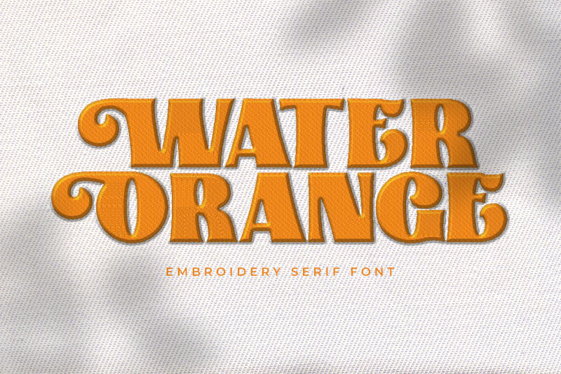 Water Orange Embroidery Serif Font