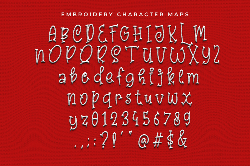 Yellow Craft Embroidery Christmas Font