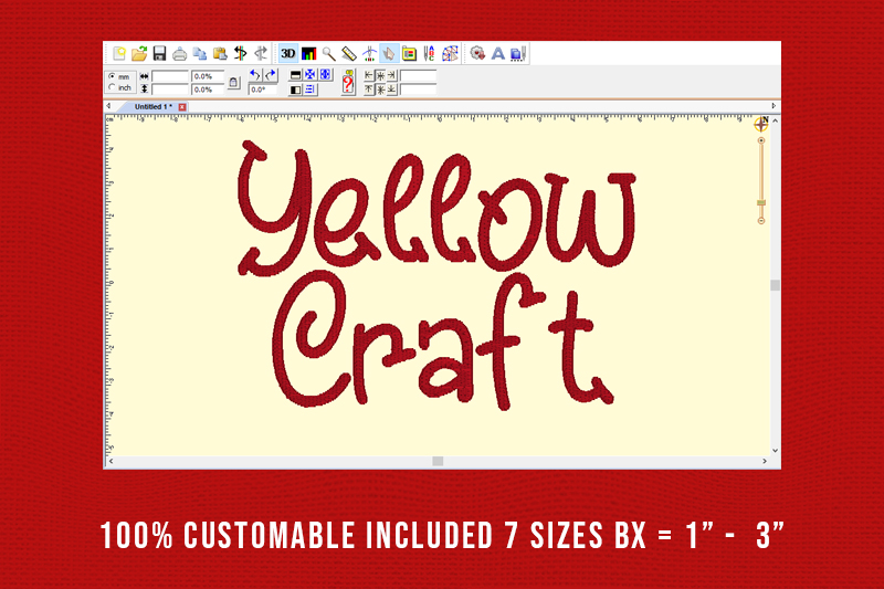 Yellow Craft Embroidery Christmas Font