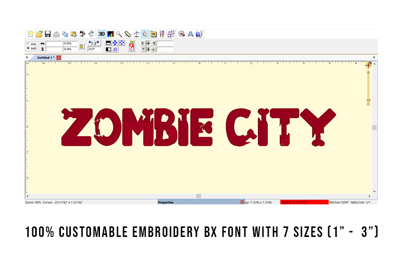 Zombie City Embroidery Horror Font