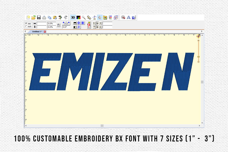 Emizen Embroidery Futuristic Font