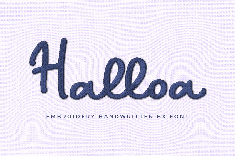 Halloa Embroidery Handwritten Font