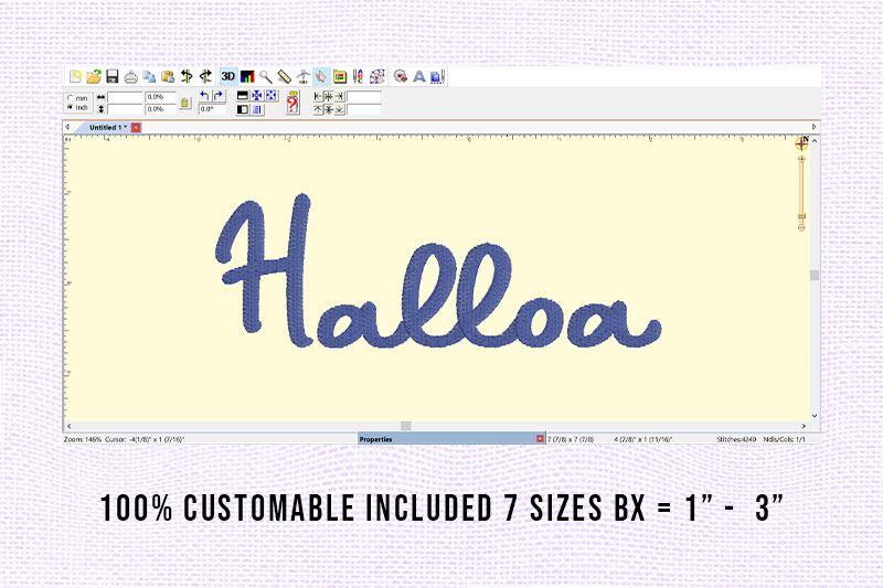 Halloa Embroidery Handwritten Font