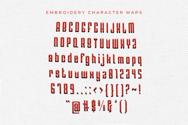Red Steel Embroidery Display Font