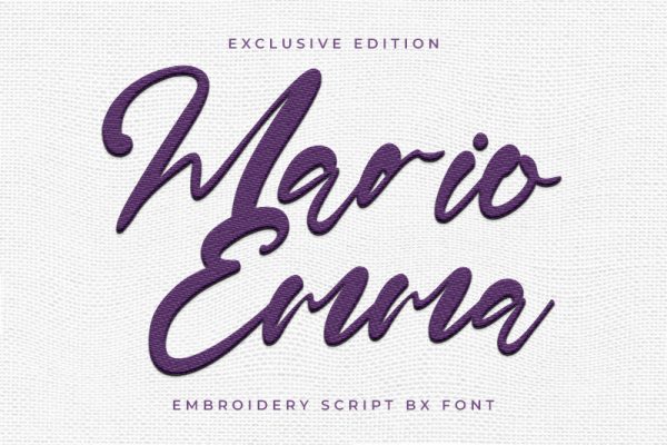 Mario Emma Embroidery Script Font