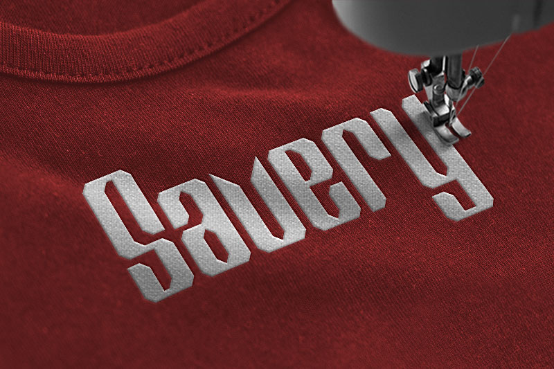 Red Steel Embroidery Display Font