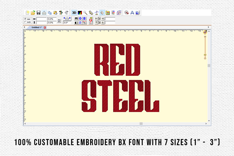 Red Steel Embroidery Display Font