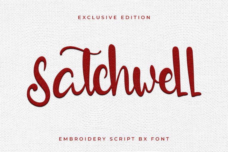 Satchwell Embroidery Font, Embroidery Script Font, Bx Embroidery Fonts
